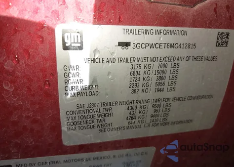 2021 Chevrolet Silverado 1500 2Wd Short Bed Lt z USA, uszkodzony, nr VIN 3GCPWCET6MG412815